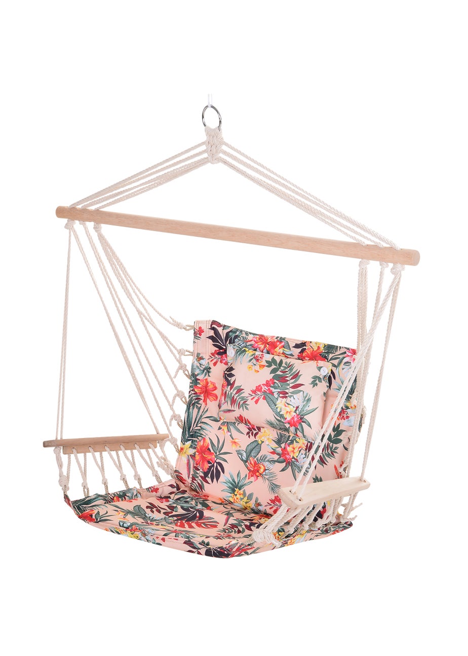 Outsunny Garden Outdoor Hanging Hammock Chair Thick Rope Multicoloured stripes