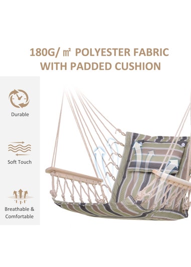 Outsunny Garden Outdoor Hanging Hammock Chair Thick Rope Multicoloured stripes