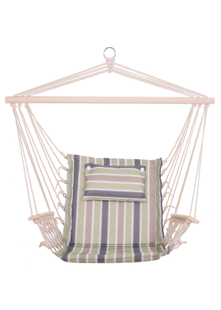 Outsunny Garden Outdoor Hanging Hammock Chair Thick Rope Multicoloured stripes
