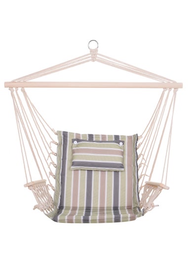 Outsunny Garden Outdoor Hanging Hammock Chair Thick Rope Multicoloured stripes