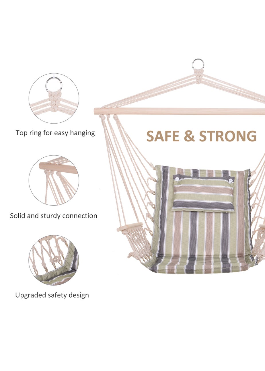 Outsunny Garden Outdoor Hanging Hammock Chair Thick Rope Multicoloured stripes