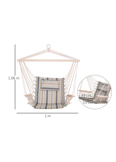 Outsunny Garden Outdoor Hanging Hammock Chair Thick Rope Multicoloured stripes