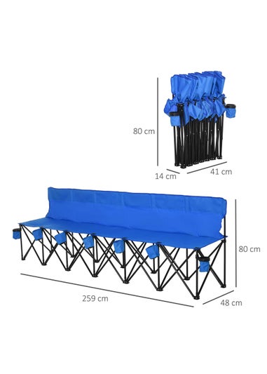 Outsunny 6 Seater Folding Bench, Outdoor Camping Chair Portable Sports Spectator Chair