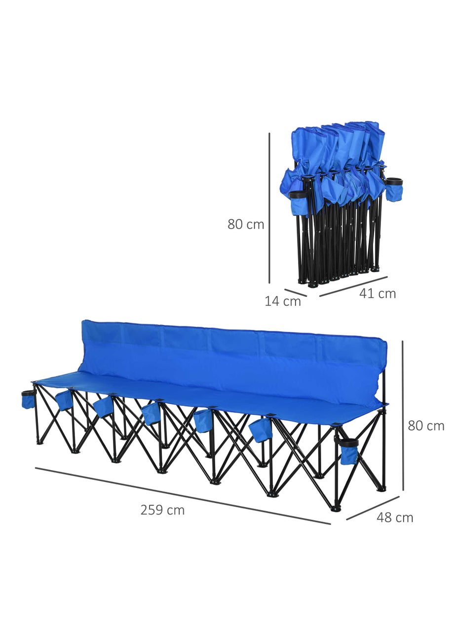 Outsunny 6 Seater Folding Bench, Outdoor Camping Chair Portable Sports Spectator Chair