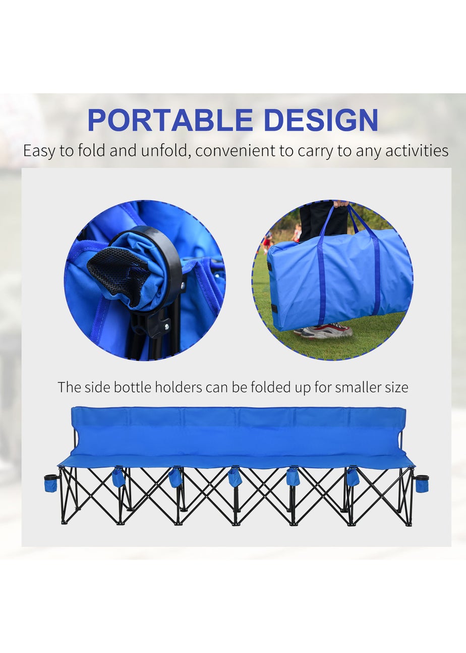 Outsunny 6 Seater Folding Bench, Outdoor Camping Chair Portable Sports Spectator Chair
