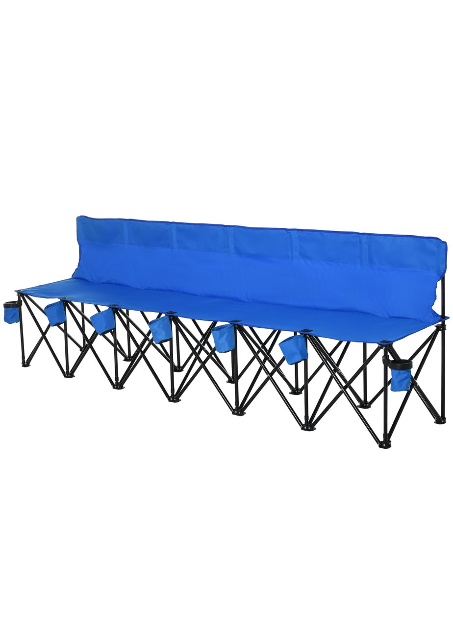 Outsunny 6 Seater Folding Bench, Outdoor Camping Chair Portable Sports Spectator Chair