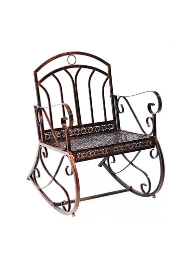 Outsunny Metal Single Chair 1 Seater Garden Outdoor Rocking Chair Vintage Style Bronze