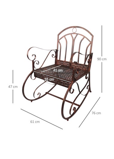 Outsunny Metal Single Chair 1 Seater Garden Outdoor Rocking Chair Vintage Style Bronze