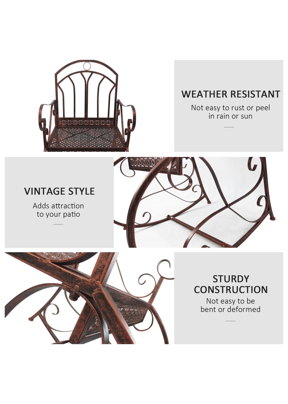 Outsunny Metal Single Chair 1 Seater Garden Outdoor Rocking Chair Vintage Style Bronze