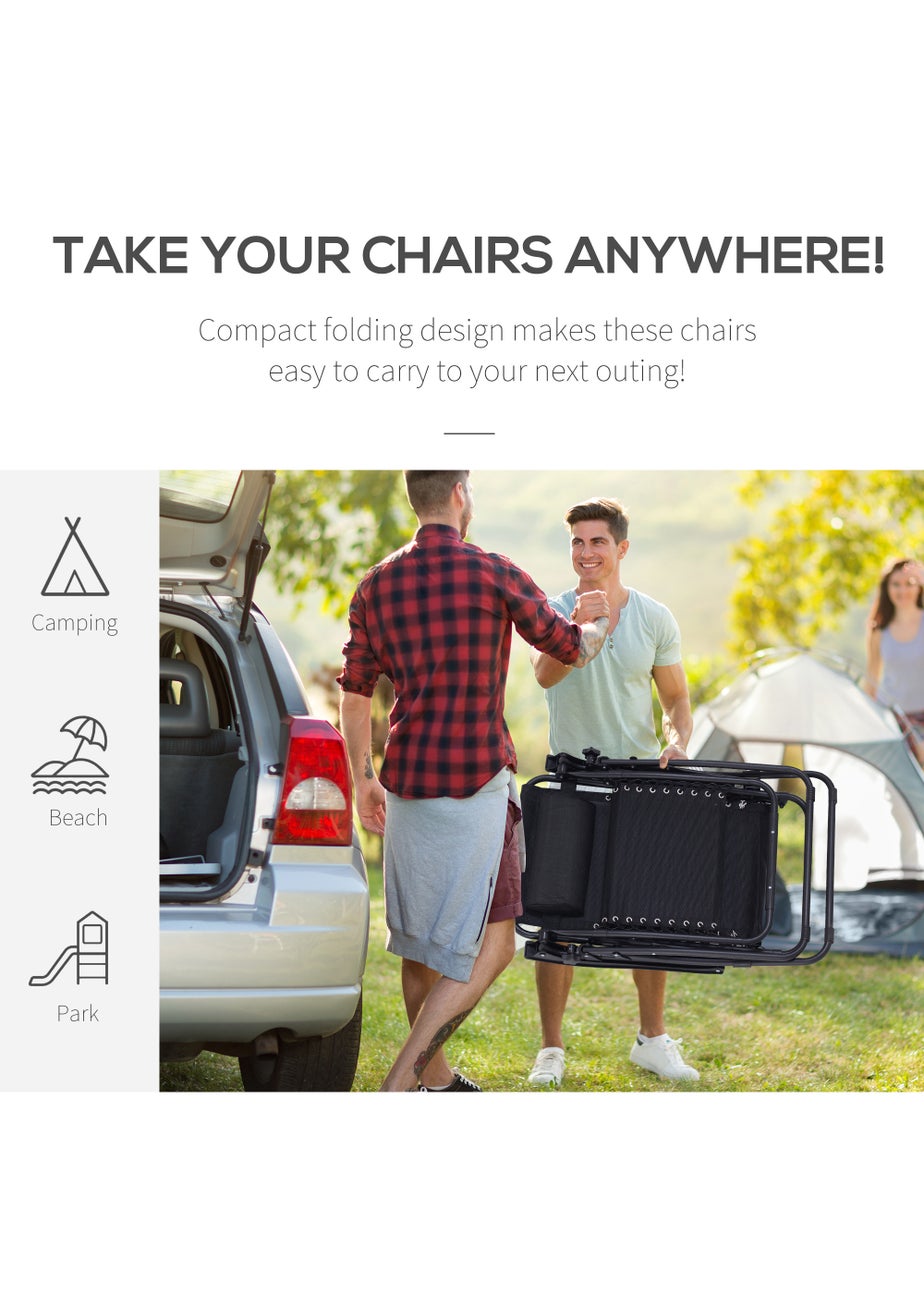 Outsunny 3 PCs Sun Lounger Table & Chairs Set with Cup Holders