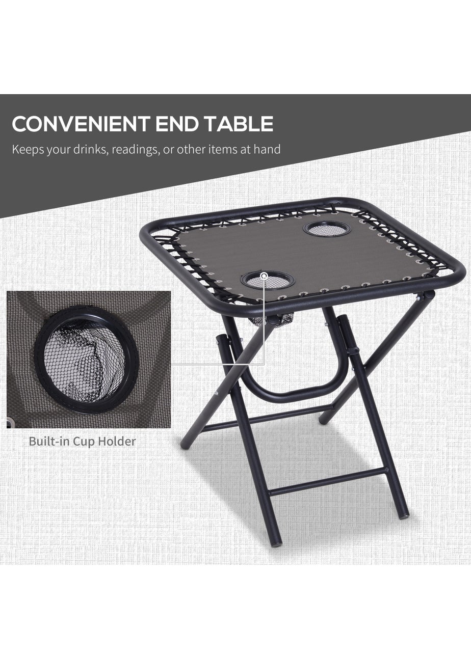 Outsunny 3 PCs Sun Lounger Table & Chairs Set with Cup Holders