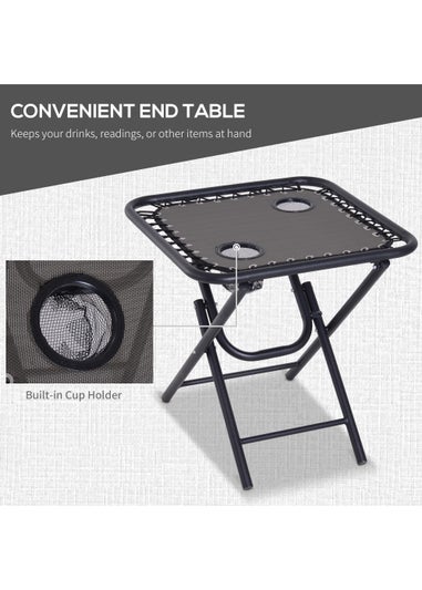 Outsunny 3 PCs Sun Lounger Table & Chairs Set with Cup Holders