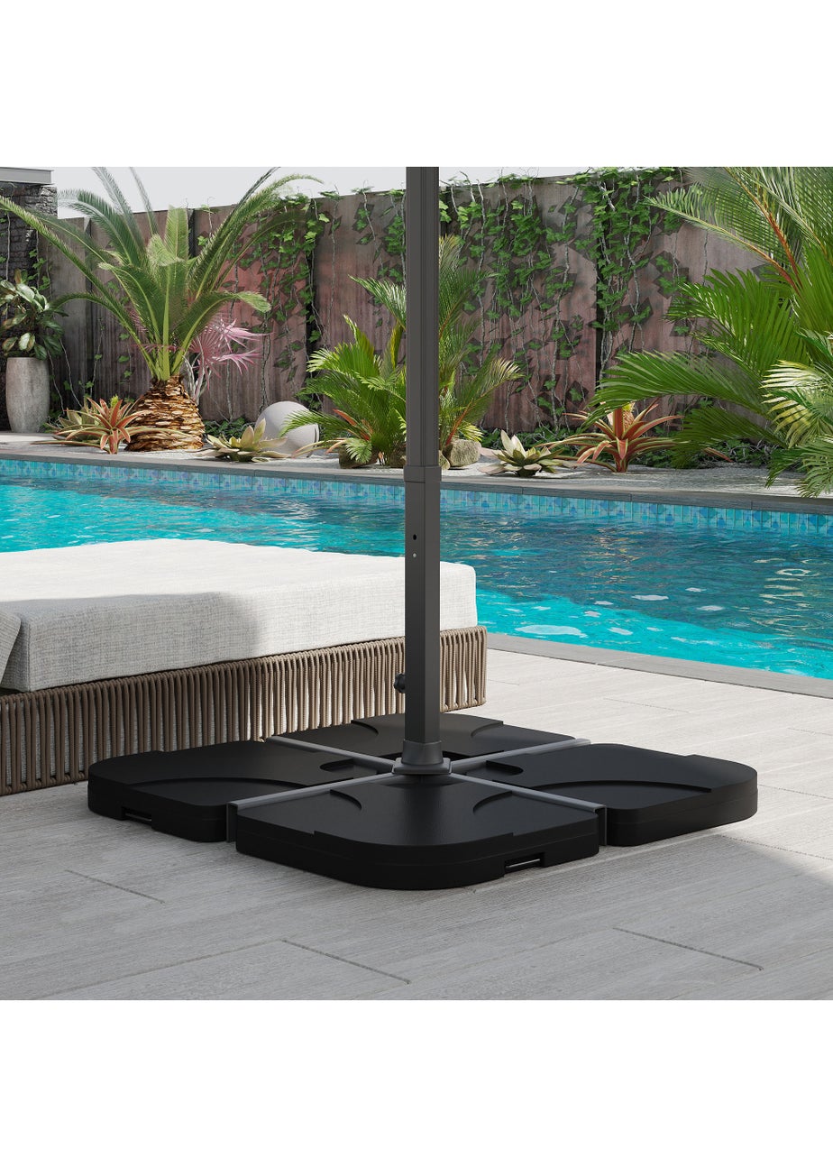 Outsunny 4 PCs Cantilever Parasol Weights Water & Sand Filled (15L)