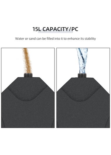 Outsunny 4 PCs Cantilever Parasol Weights Water & Sand Filled (15L)