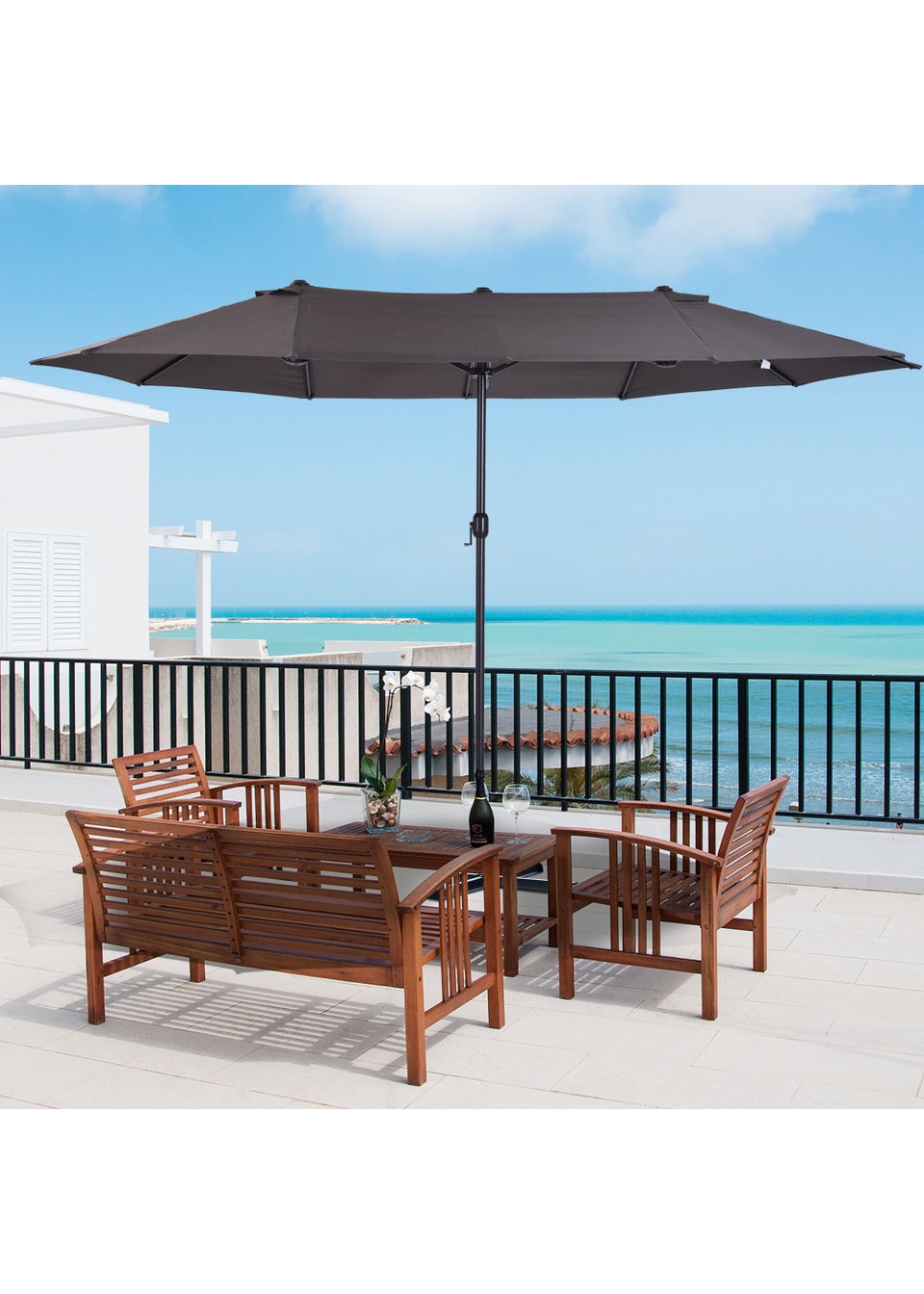 Outsunny Double-Sided Garden Parasol (4.6m) - NO BASE