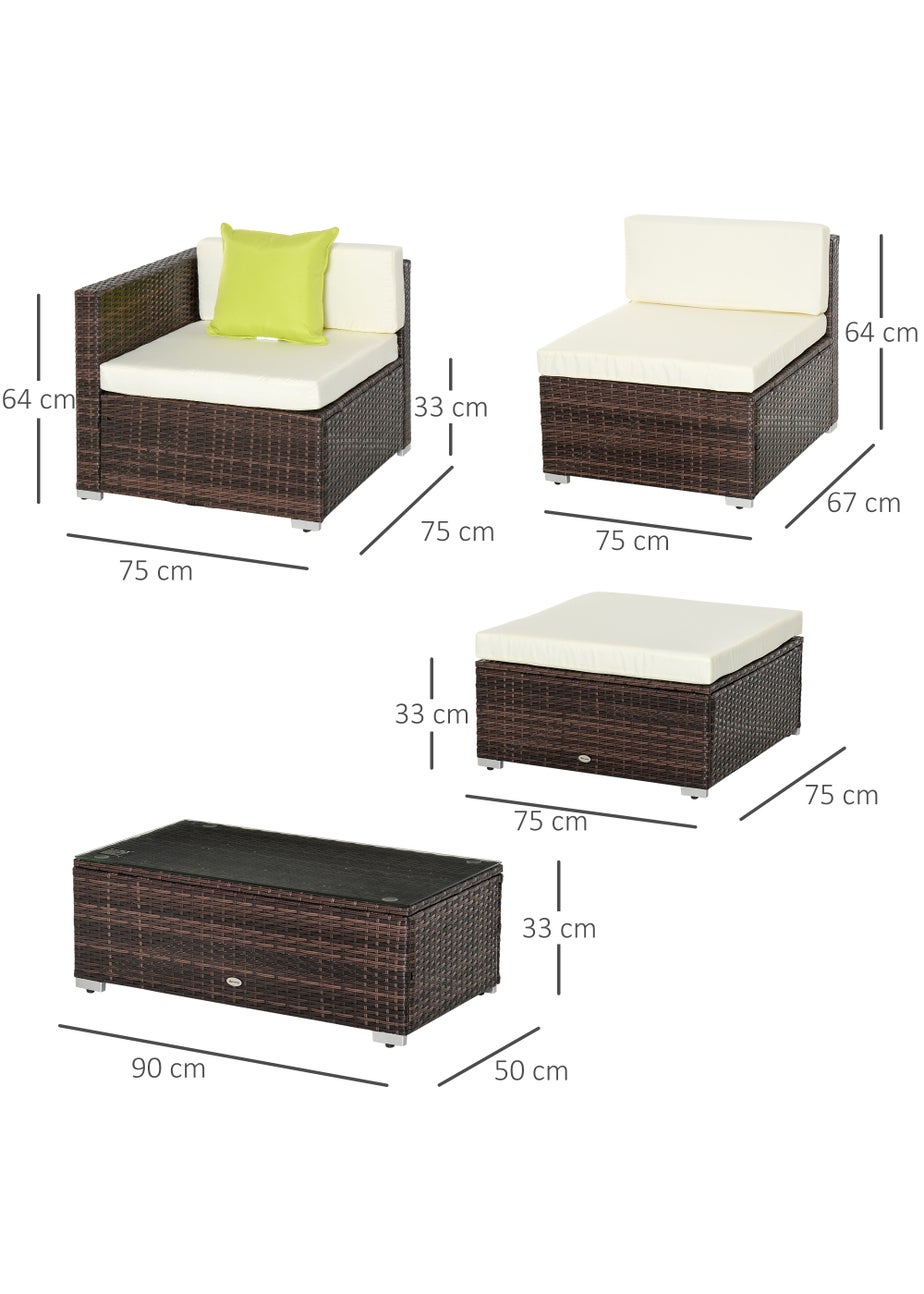 Outsunny 5 Pieces PE Rattan Garden Furniture Set with Cushions, Outdoor Corner Sofa