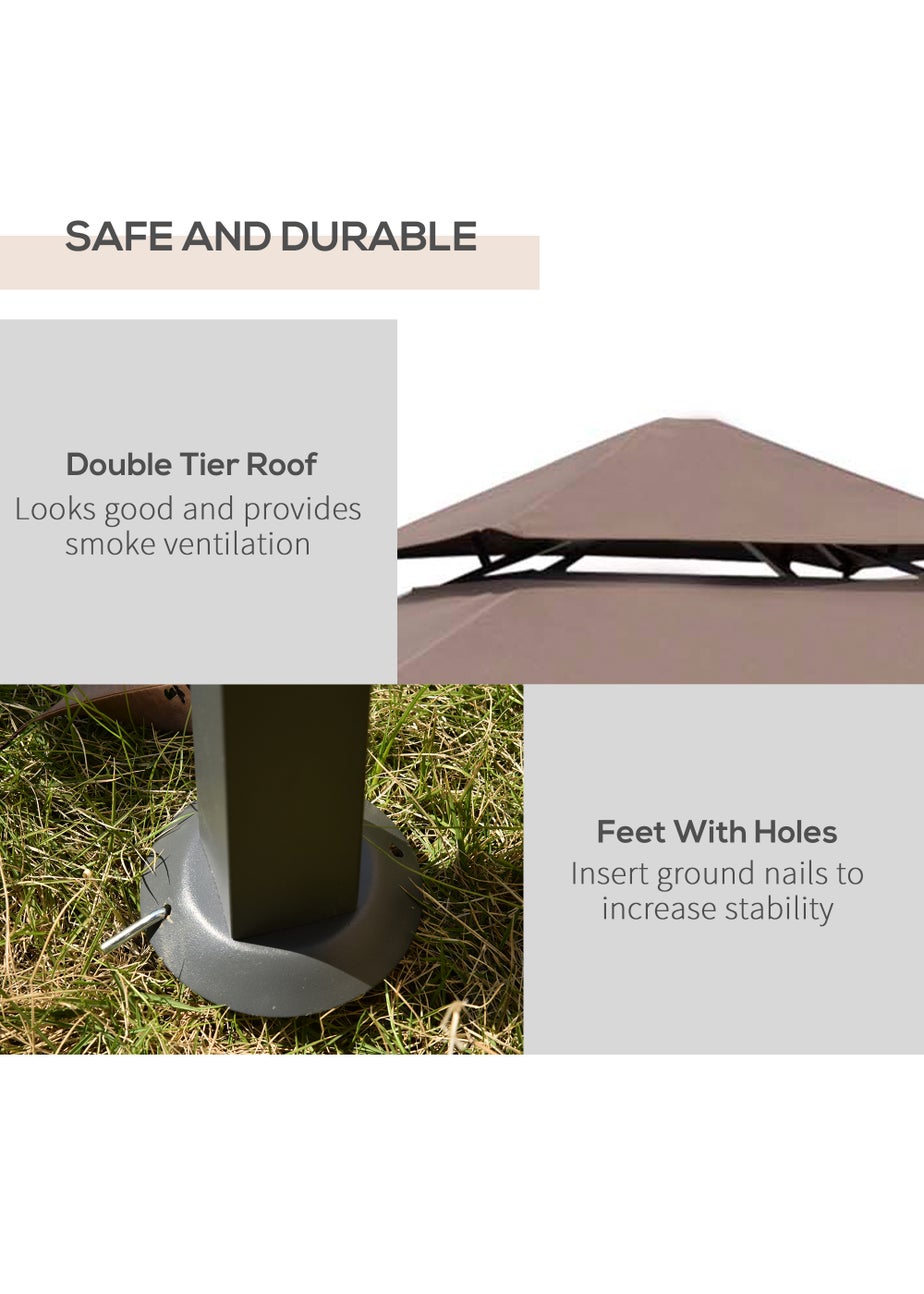 Outsunny 8ft 2 Tier BBQ Grill Gazebo (245cm x 150cm x 255cm)
