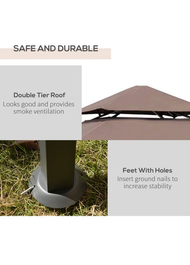 Outsunny 8ft 2 Tier BBQ Grill Gazebo (245cm x 150cm x 255cm)