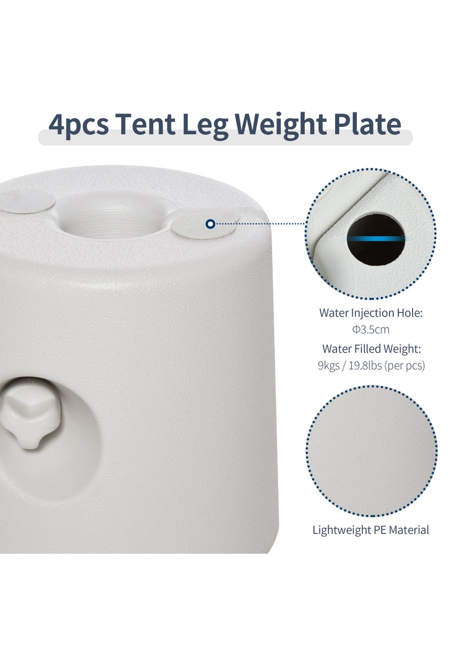 Outsunny 4pc Canopy Tent Weight Rapid Clip Gazebo Feet Fill with Water or Sand White