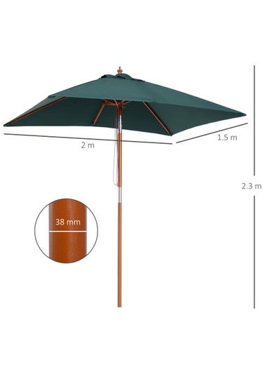 Outsunny Green Tilting Sun Parasol (200cm x 150cm x 230cm)