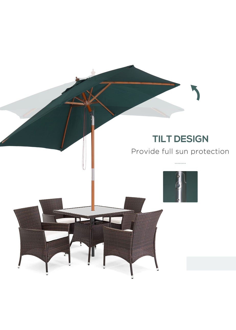 Outsunny Green Tilting Sun Parasol (200cm x 150cm x 230cm)