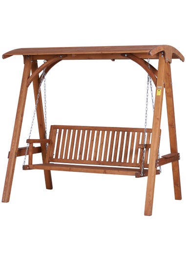 Outsunny Sand 3 Seater Wooden Garden Swing Chair (200cm x 125cm x 185cm)