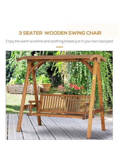 Outsunny Sand 3 Seater Wooden Garden Swing Chair (200cm x 125cm x 185cm)