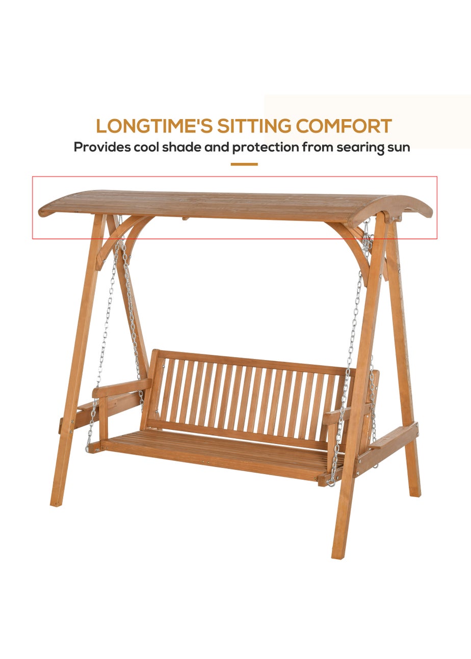 Outsunny Sand 3 Seater Wooden Garden Swing Chair (200cm x 125cm x 185cm)