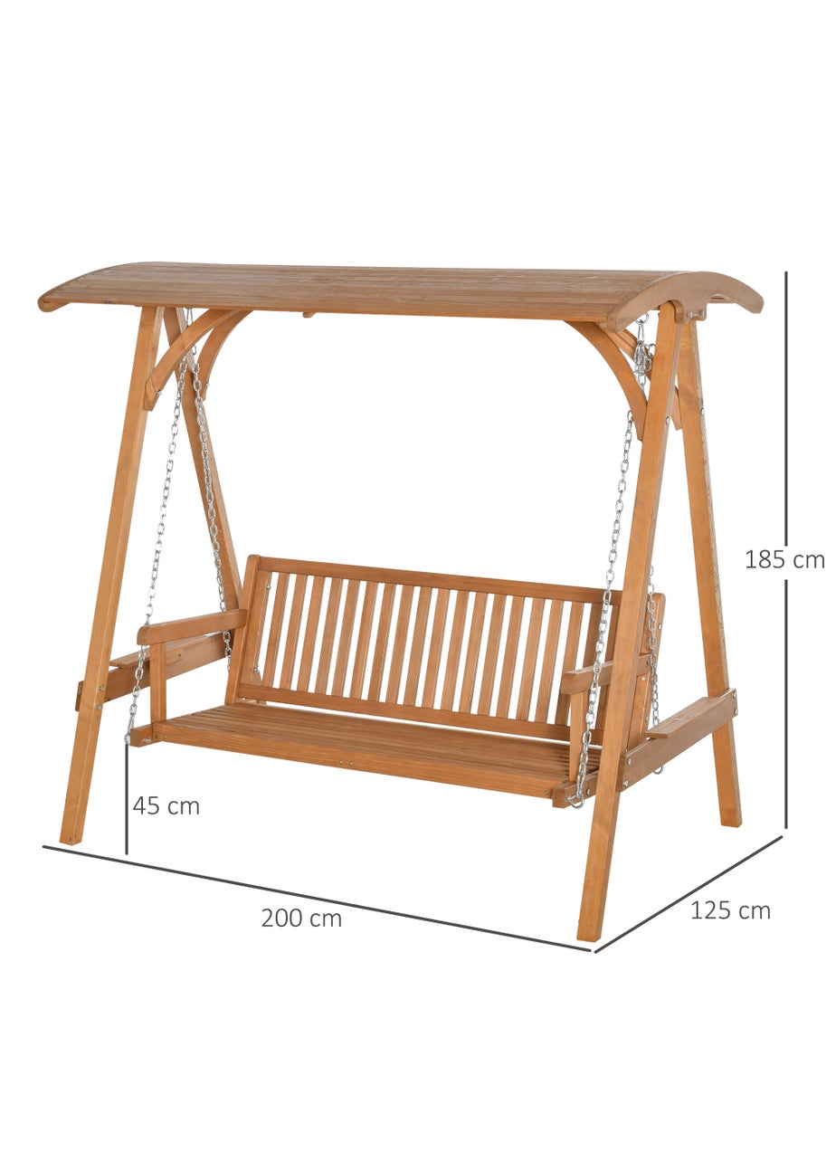 Outsunny Sand 3 Seater Wooden Garden Swing Chair (200cm x 125cm x 185cm)