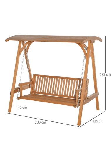 Outsunny Sand 3 Seater Wooden Garden Swing Chair (200cm x 125cm x 185cm)