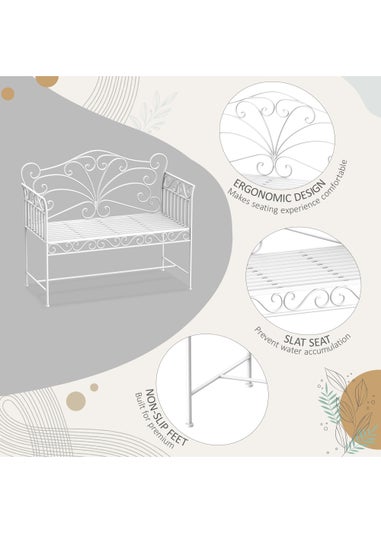 Outsunny Garden 2 Seater Metal Bench Park Seating Outdoor Furniture Chair