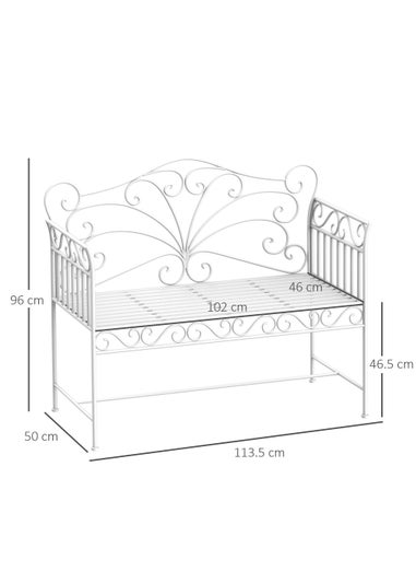 Outsunny Garden 2 Seater Metal Bench Park Seating Outdoor Furniture Chair