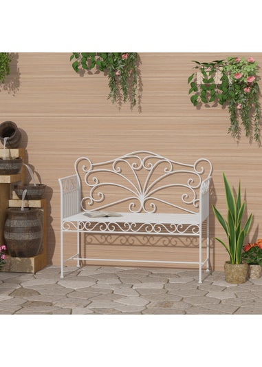 Outsunny Garden 2 Seater Metal Bench Park Seating Outdoor Furniture Chair