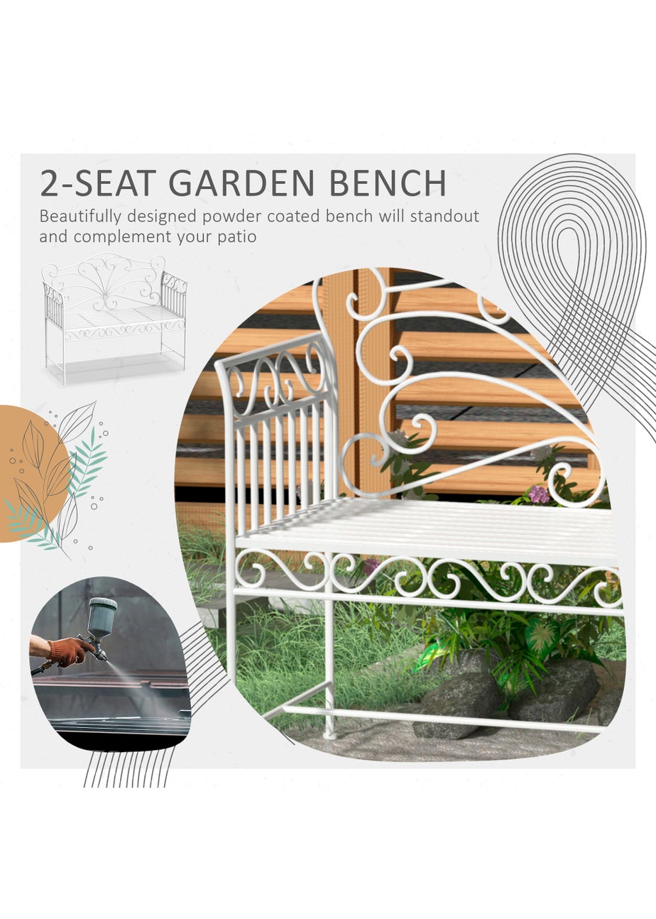 Outsunny Garden 2 Seater Metal Bench Park Seating Outdoor Furniture Chair