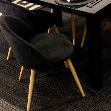 LPD Furniture Set of 2 Venice Dining Chairs Black (780x550x510mm)