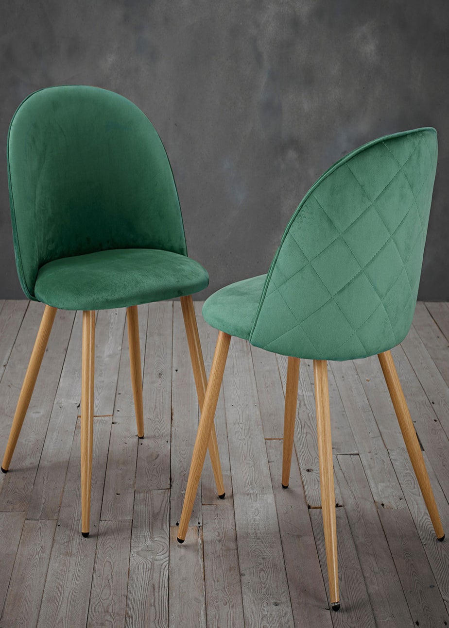 LPD Furniture Set of 2 Venice Dining Chairs Green (780x550x510mm)