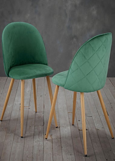 LPD Furniture Set of 2 Venice Dining Chairs Green (780x550x510mm)
