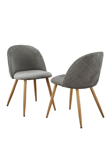 LPD Furniture Venice Set of 2 Dining Chairs Grey (780x550x510mm)
