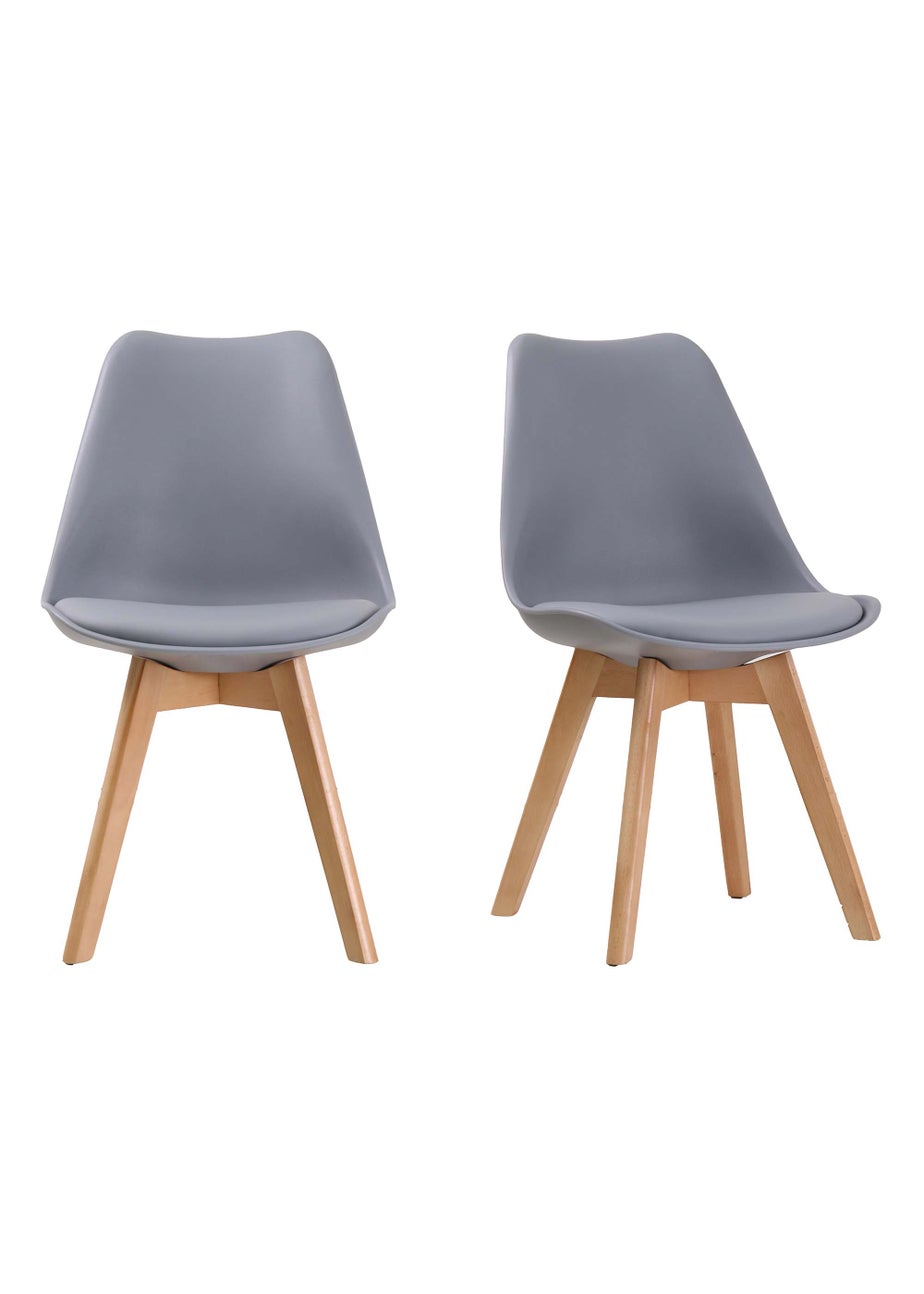 LPD Furniture Set of 2 Louvre Chairs Grey