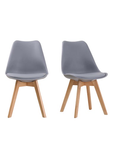 LPD Furniture Set of 2 Louvre Chairs Grey
