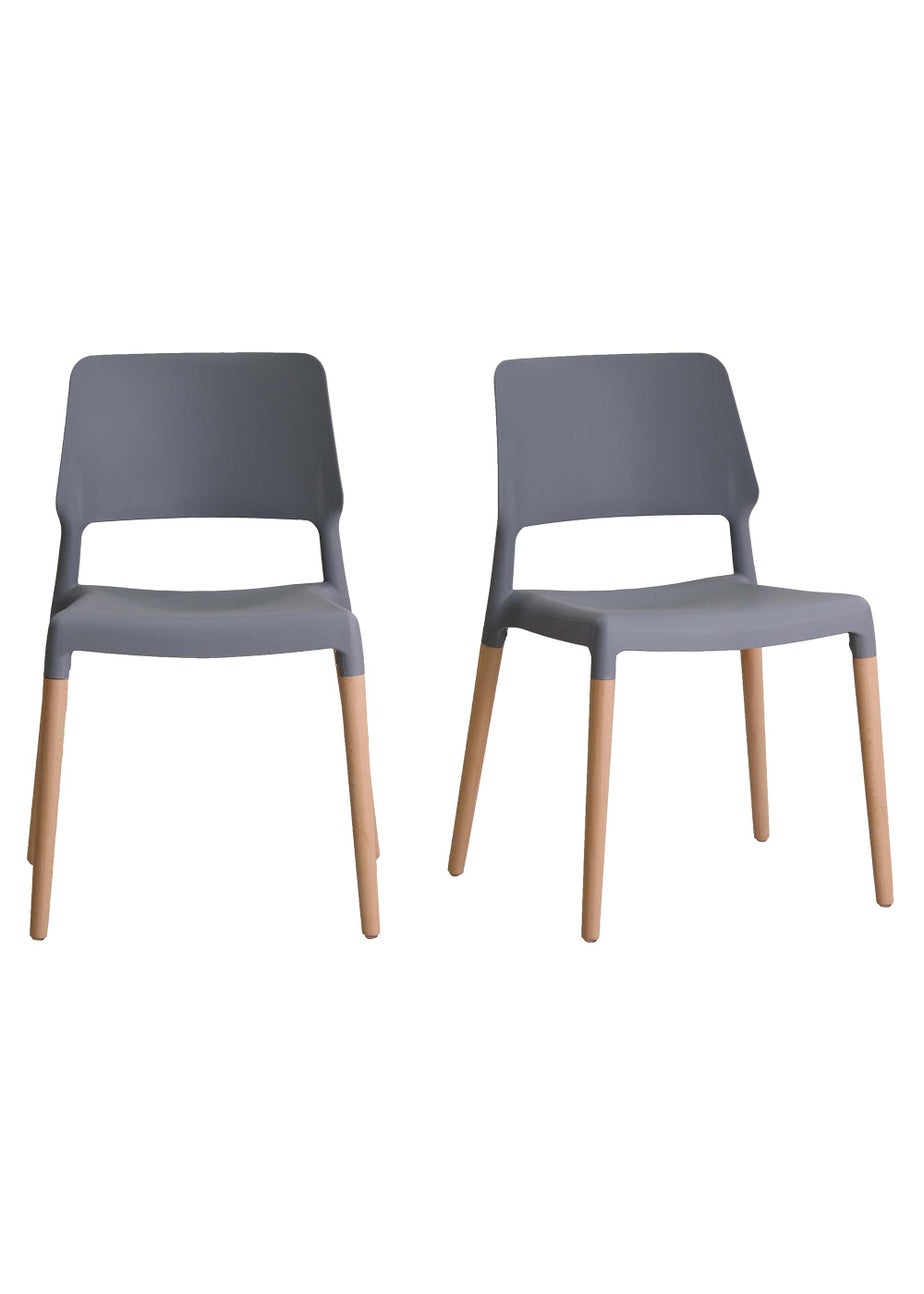 LPD Furniture Set of 2 Riva Chairs Grey  (810x540x550mm)