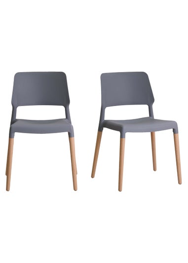 LPD Furniture Set of 2 Riva Chairs Grey (810x540x550mm)