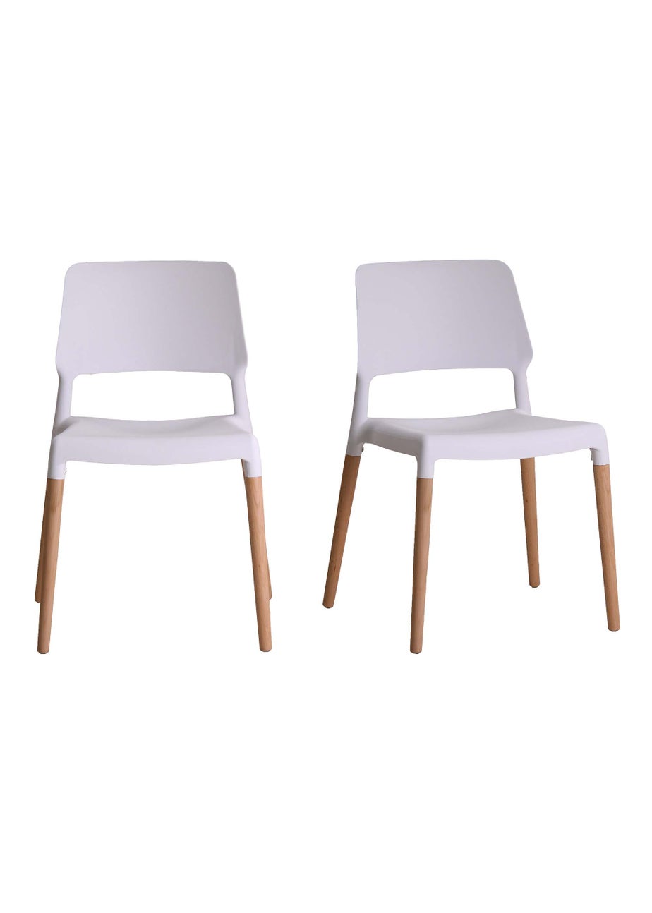 LPD Furniture Set of 2 Riva Chairs White  (810x540x550mm)