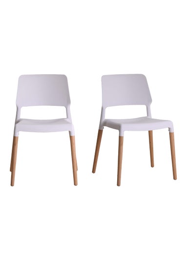 LPD Furniture Set of 2 Riva Chairs White  (810x540x550mm)