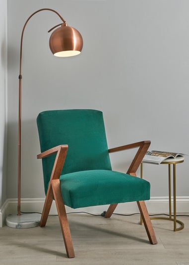 BHS Benson Copper Curved Floor Lamp (154.5cm x 27cm x 27.5cm)