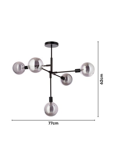 BHS Hennock 5 Bulb Black Ceiling Light (63cm x 75cm x 75cm)
