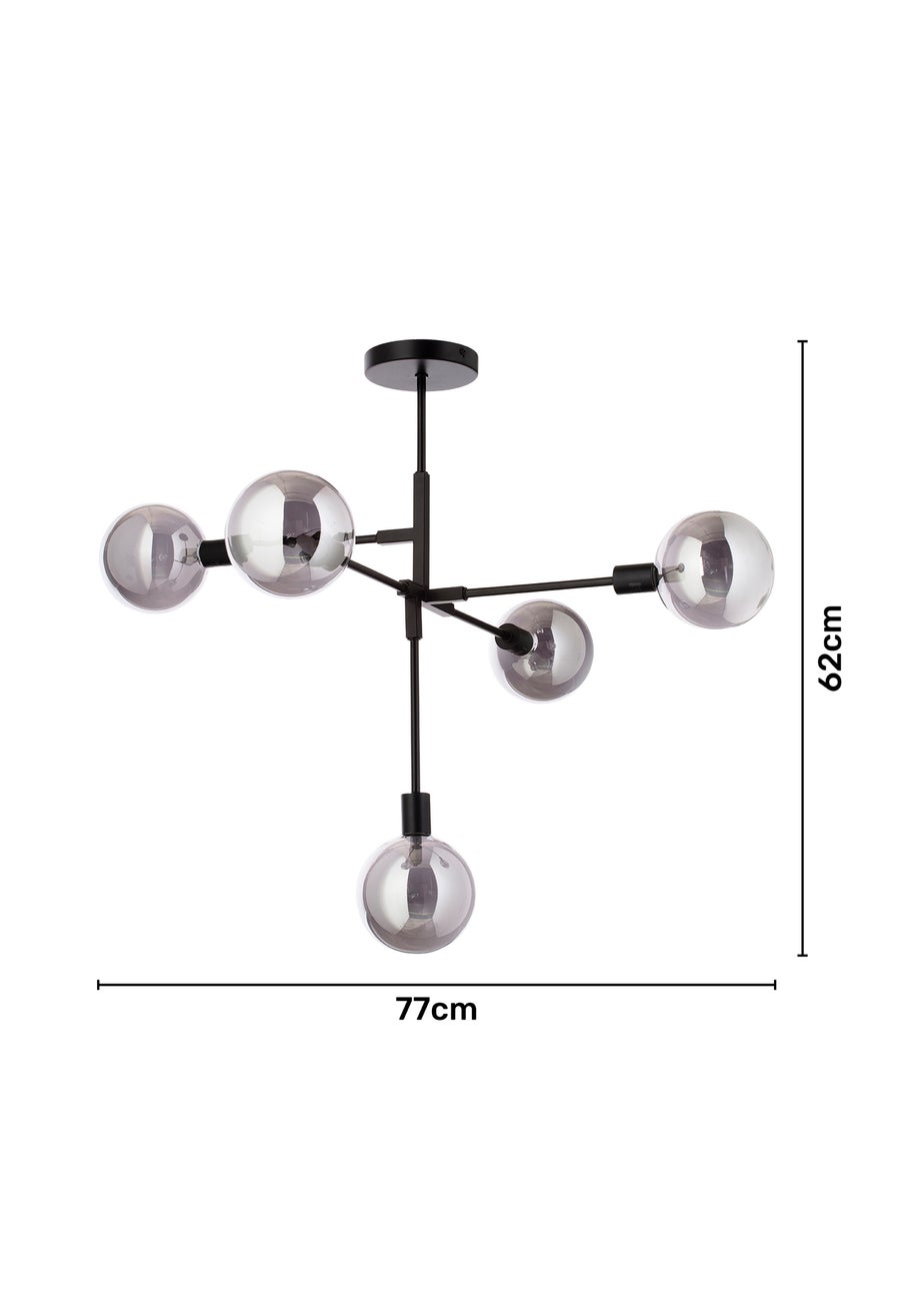 BHS Hennock 5 Bulb Black Ceiling Light (63cm x 75cm x 75cm)