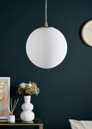 BHS Hol Opal Glass Sphere Pendant Light (100cm x 30cm x 30cm)
