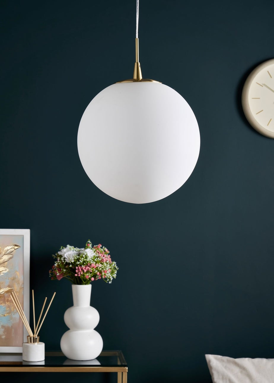 BHS Hol Opal Glass Sphere Pendant Light (100cm x 30cm x 30cm)