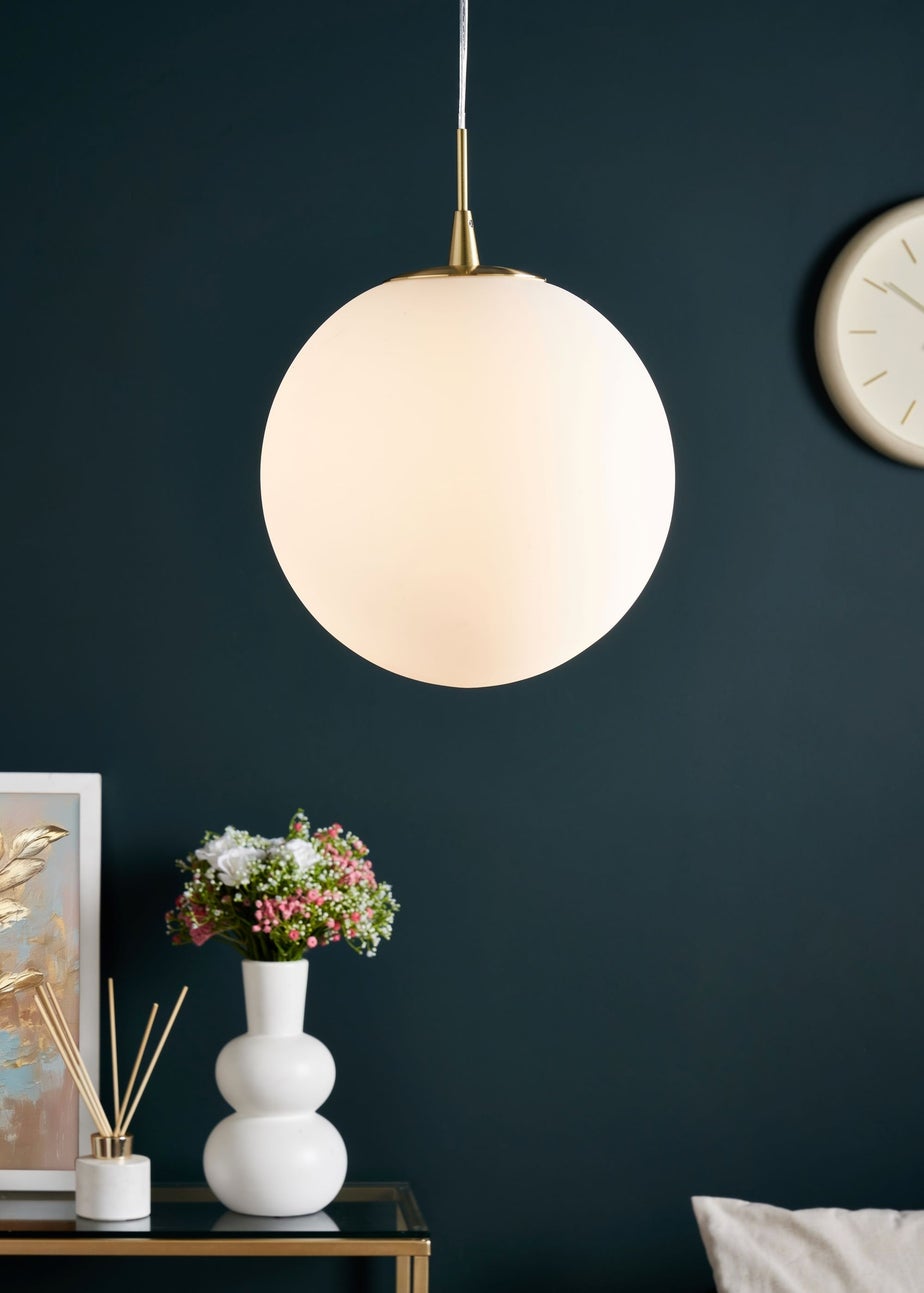 BHS Hol Opal Glass Sphere Pendant Light (100cm x 30cm x 30cm)